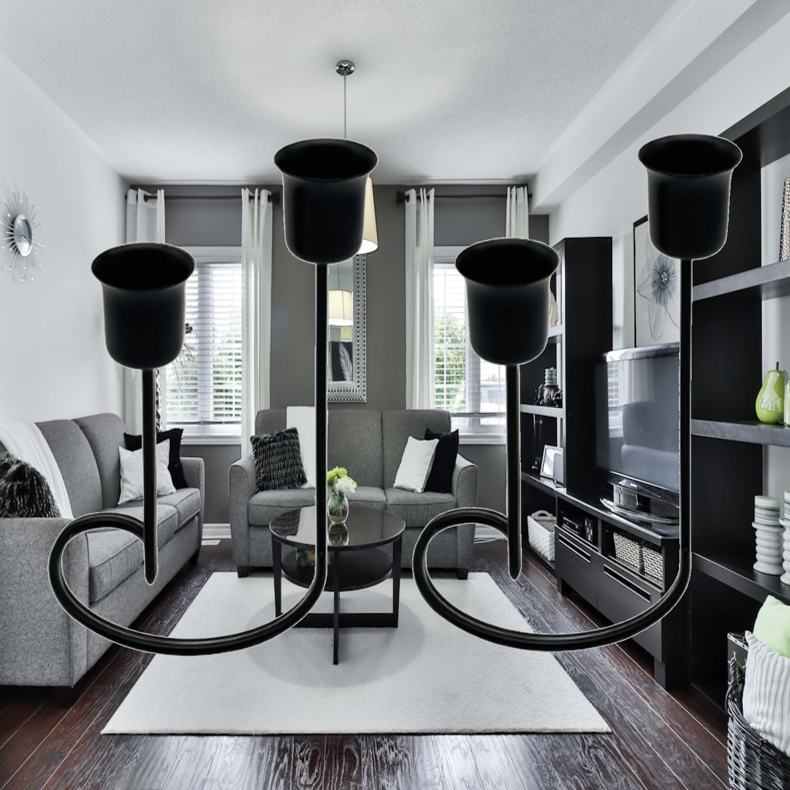 Home Decor Event - Minimalist Black Iron Pillar Candle Holders