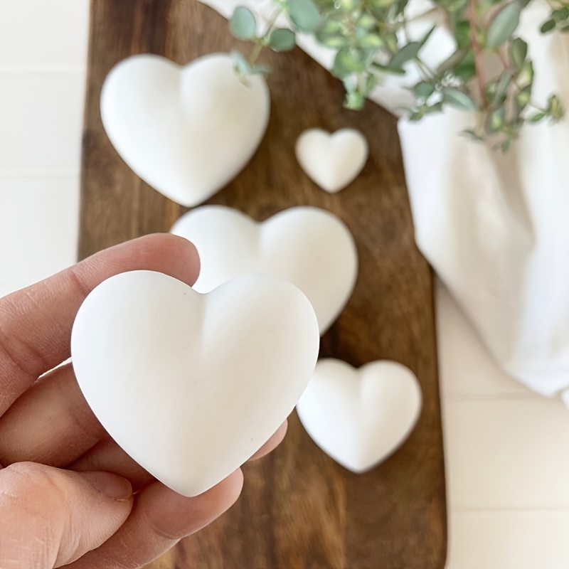 Home Decor Handicraft - 5pcs Heart-Shaped Gypsum Candle Ornament Resin