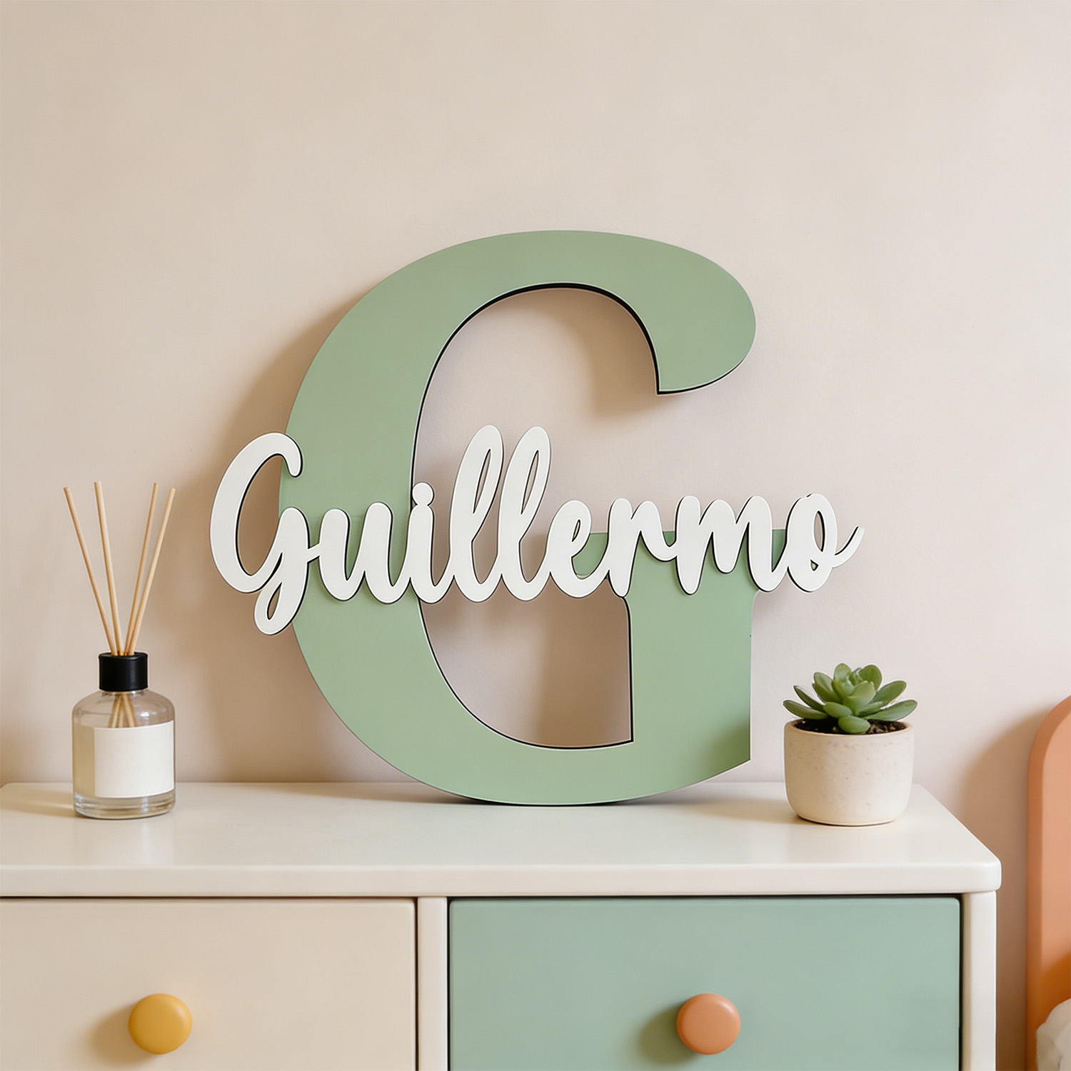 Home Decor Sofa - 1pc Custom Monogram Initial Wooden Name
