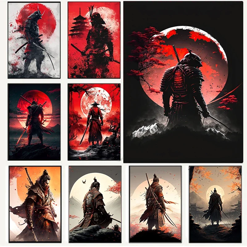 Home Decor Sofa - Japanese Samurai 80s Vintage Style Art