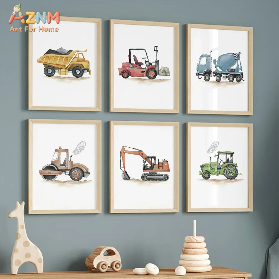 Home Decor Japandi - 6pcs Nordic Modern cartoon car engineering