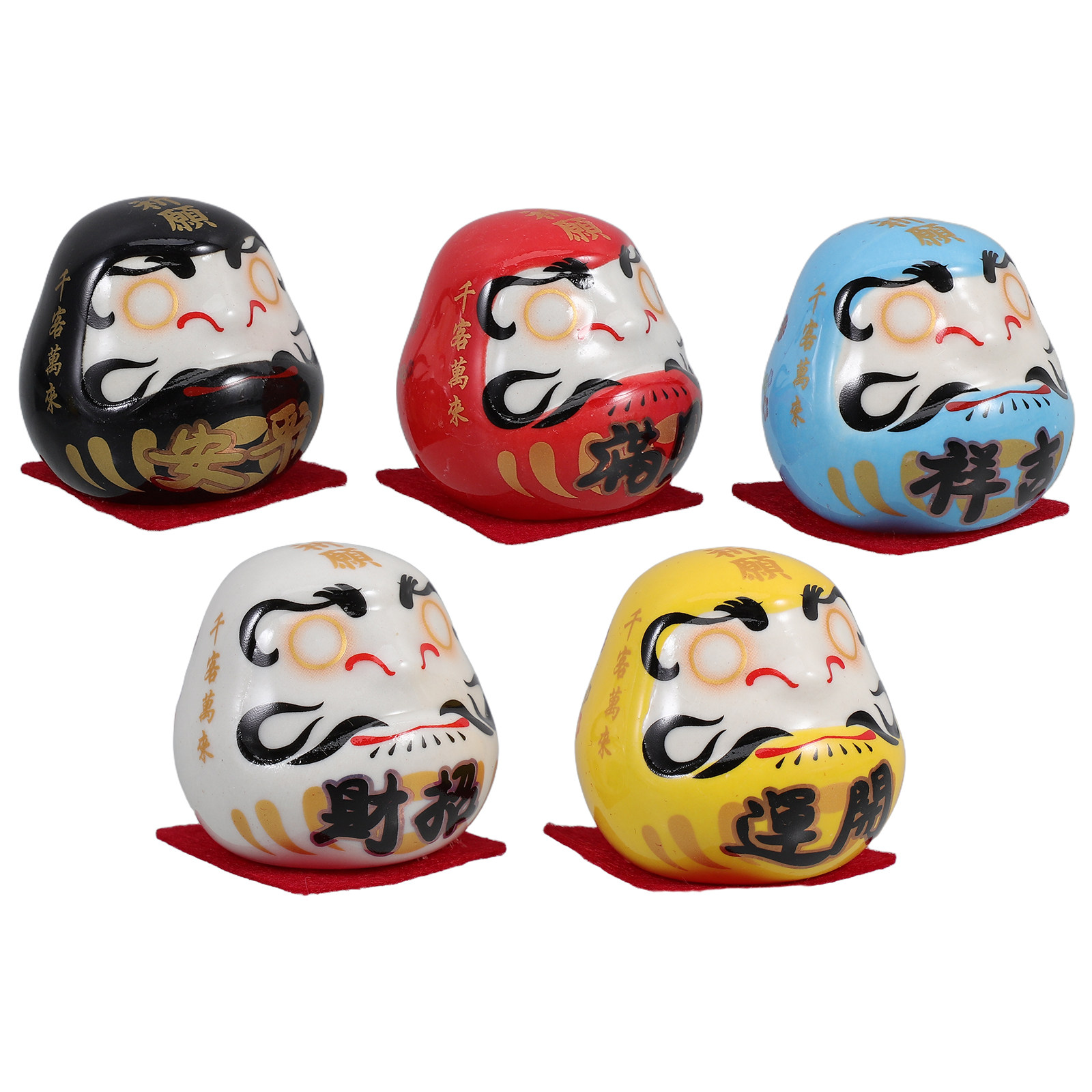 Home Decor Japanese - 5Pcs Ceramic Dharma Statue Japanese Style