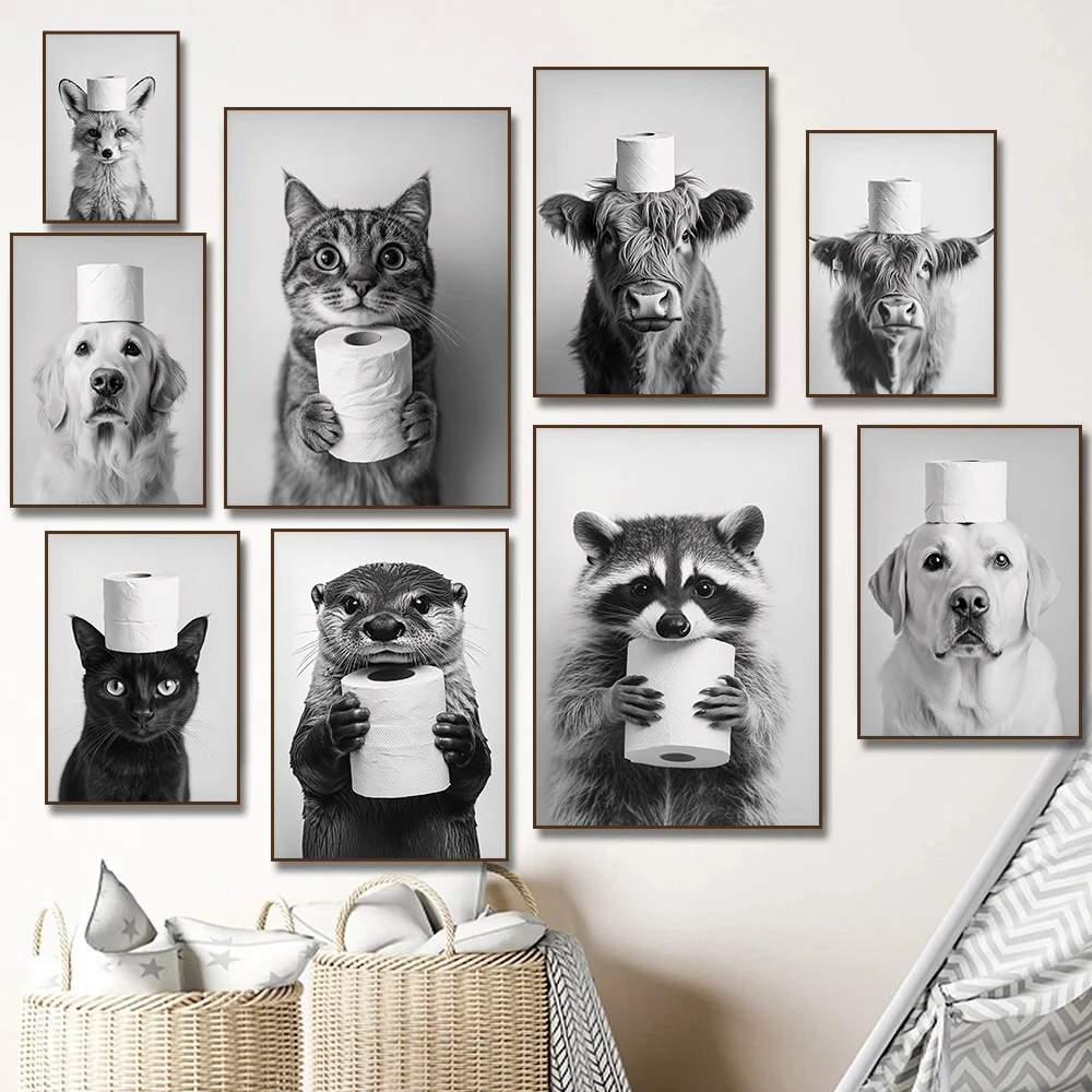 Home Decor Scrap - Highland Cow Otter Cat Raccoon with
