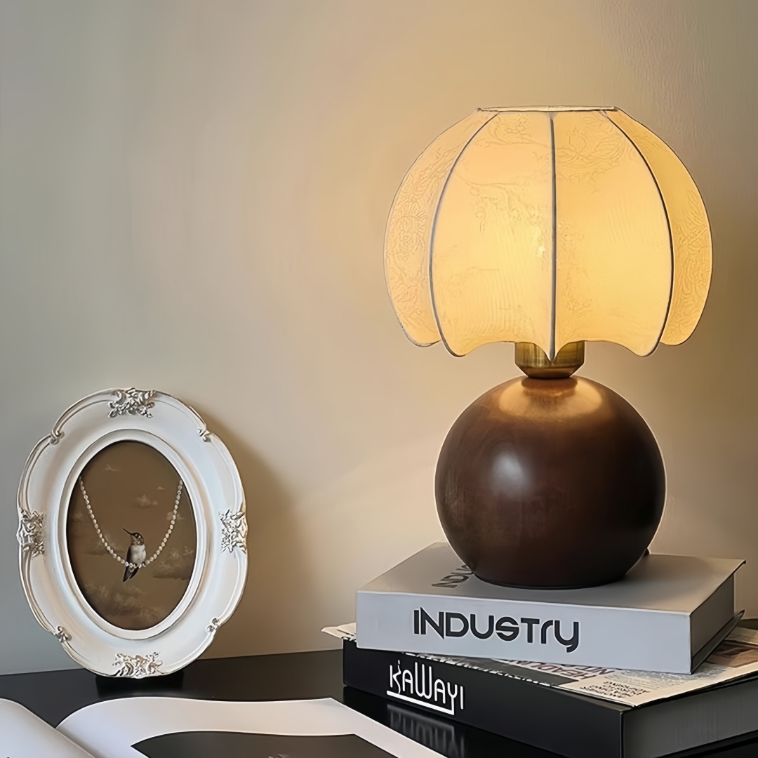 Home Decor Fabric - Vintage floral table lamp, medieval bedside