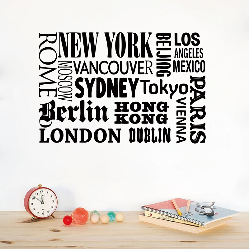 Home Decor London - New York London Paris Quote wall