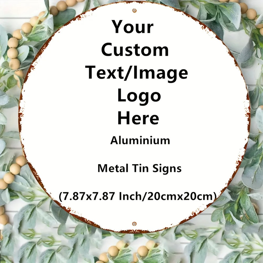 Home Decor Logo - Custom Round Tin Sign - Vintage