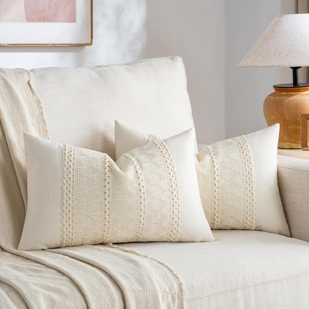 Boho Cream Lumbar Pillow Cover - Home Decor Sofa review and price