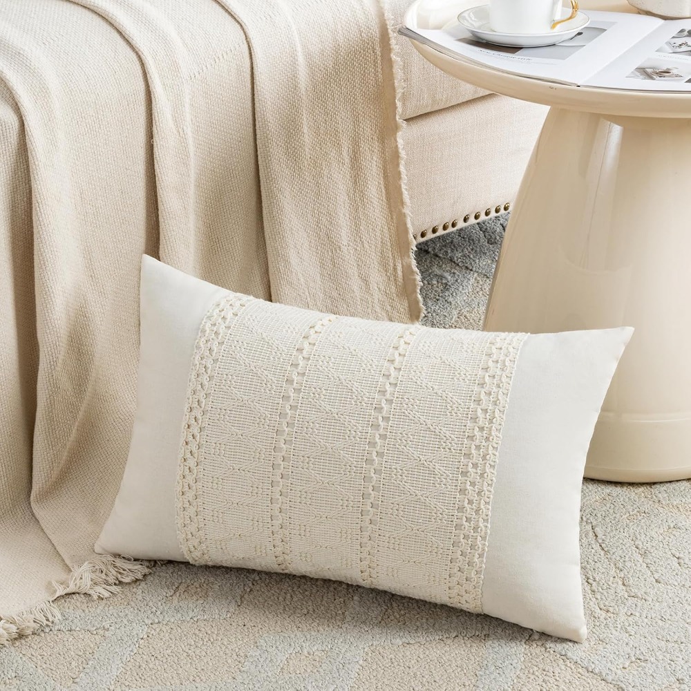 Boho Cream Lumbar Pillow Cover - Home Decor Sofa review and price
