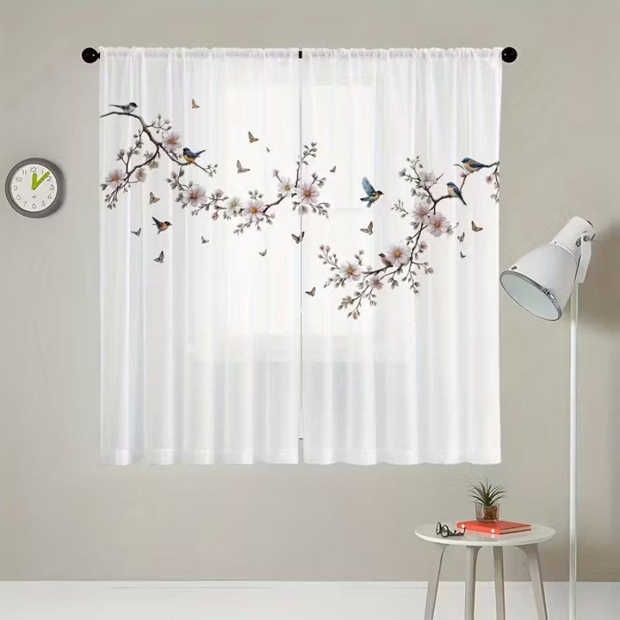 2PCS Digital Print Sheer Curta - Home Decor Wall Panels review and price