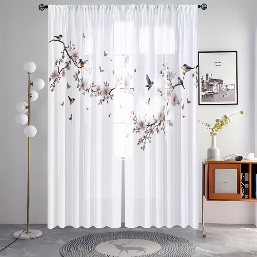 2PCS Digital Print Sheer Curta - Home Decor Wall Panels review and price