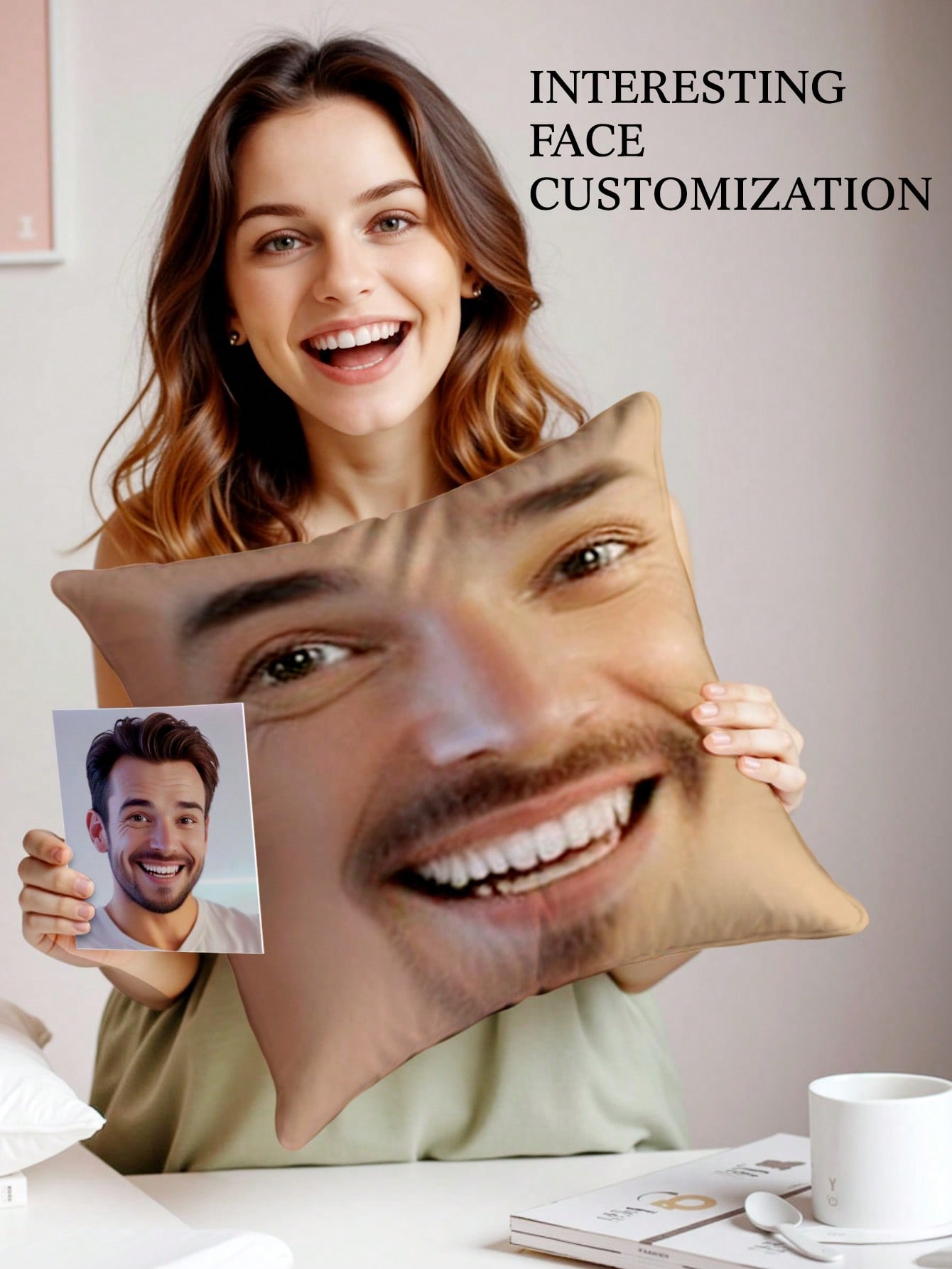 1pc Custom Face Square Pillow  - Home Decor Sofa review and price
