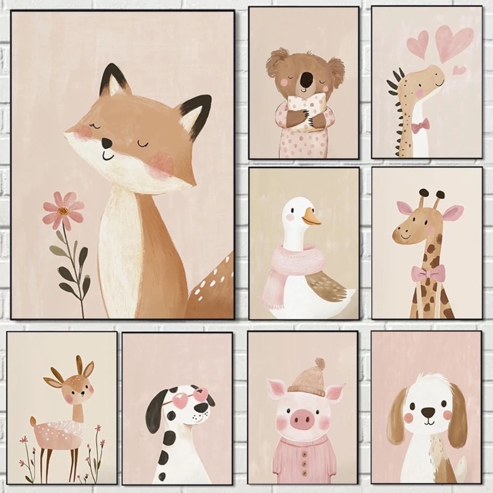 Nordic Pink Cute Cartoon Anima - Home Decor Japandi review and price
