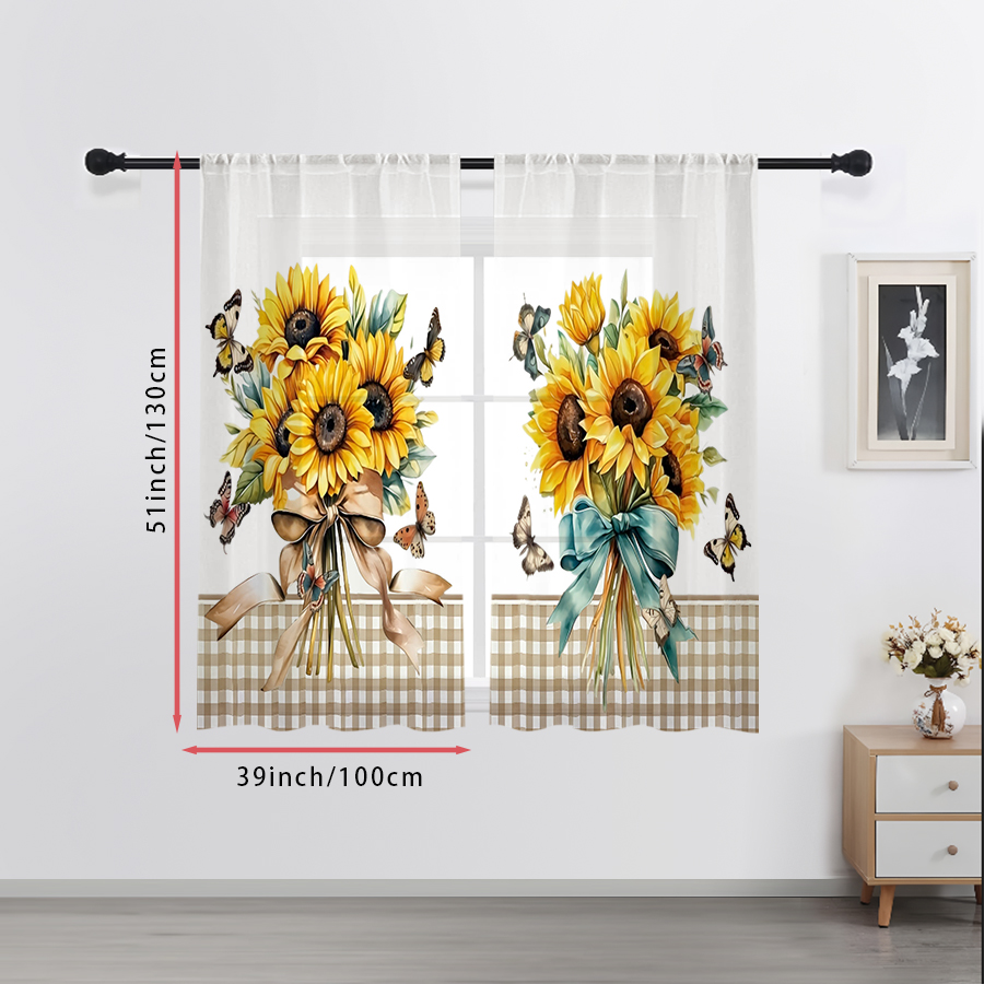 2PCS Digital Print Sheer Curta - Home Decor Wall Panels review and price