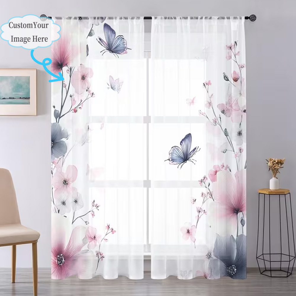 Custom 2D Flat 2pcs Sheer Curt - Home Decor Fabric review and price