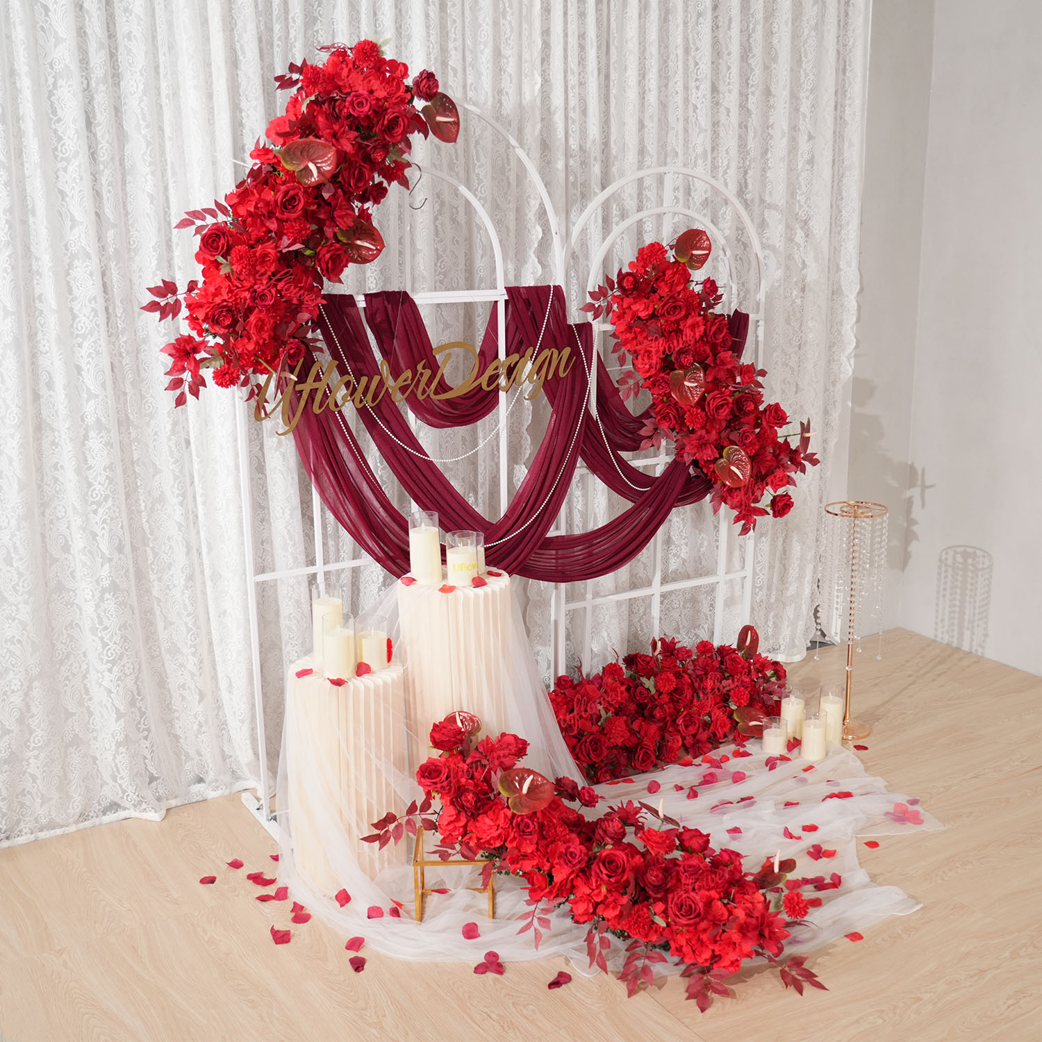 Uflower Red Flower Row Wedding - Home Decor Event review and price