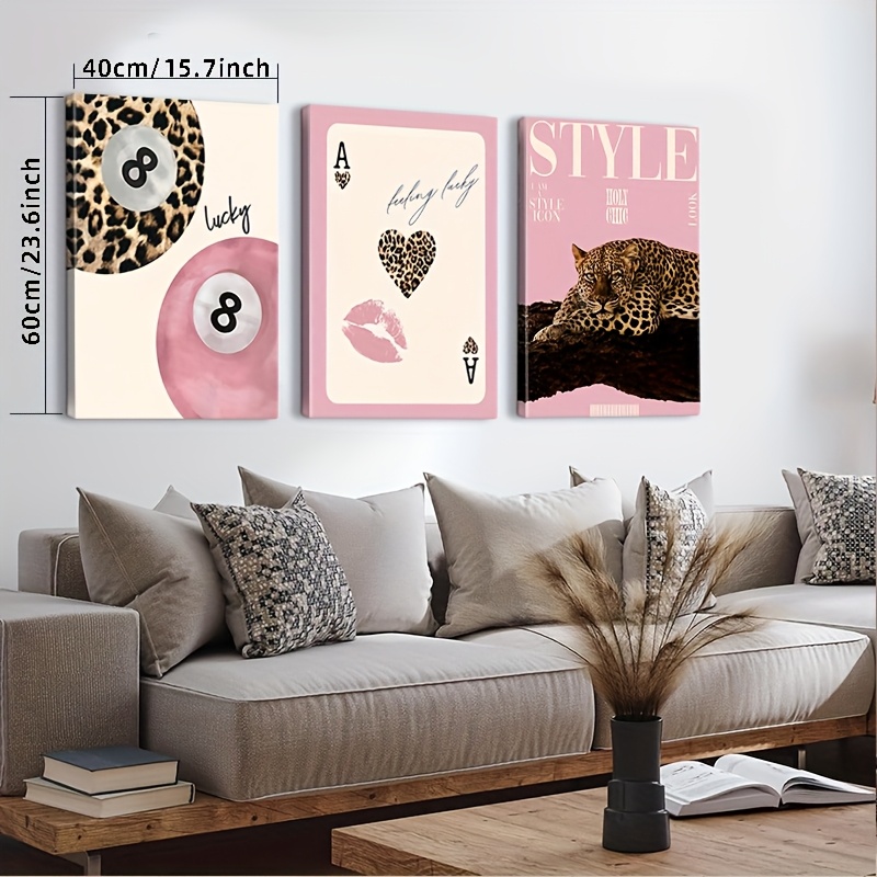 3pcs Leopard Cheetah Canvas Wa - Home Decor Brand review and price