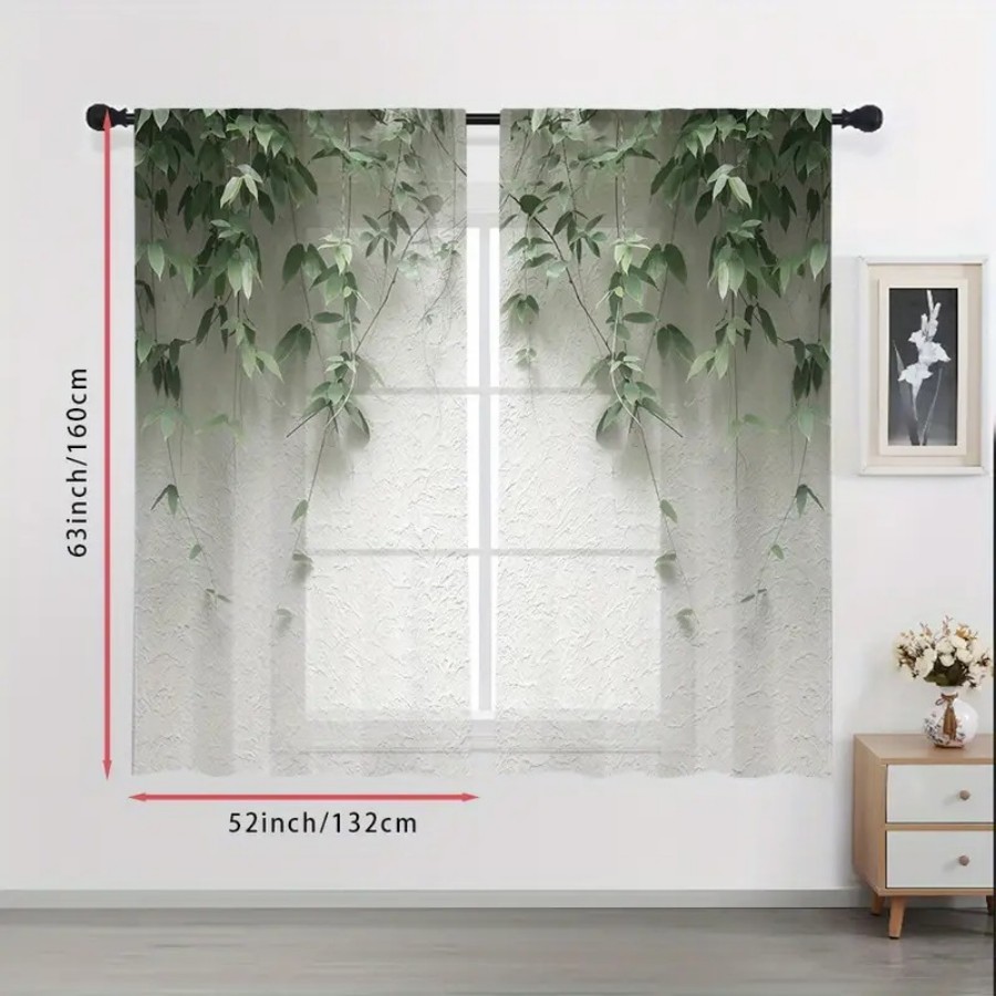 2PCS Digital Print Sheer Curta - Home Decor Wall Panels review and price