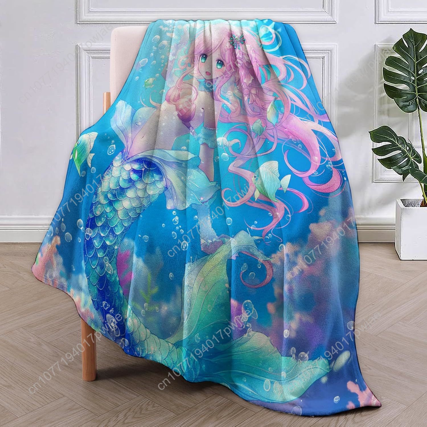 Cute Mermaid Blanket Cartoon F - Home Decor Sofa review and price