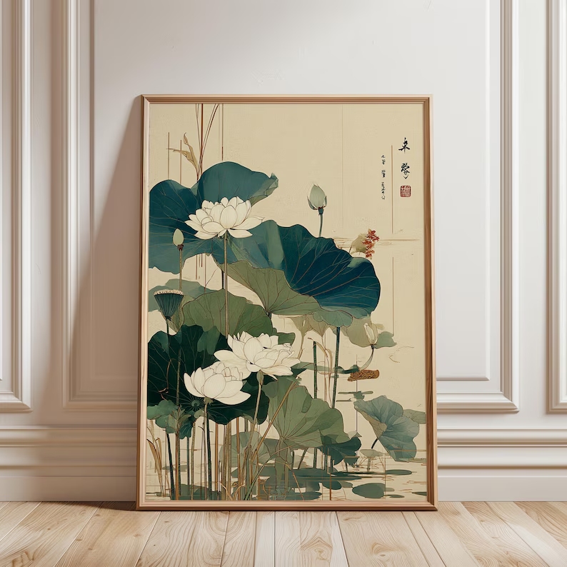 Retro Japanese Lotus Flower Wa - Home Decor Japanese review and price