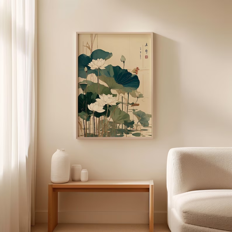 Retro Japanese Lotus Flower Wa - Home Decor Japanese review and price