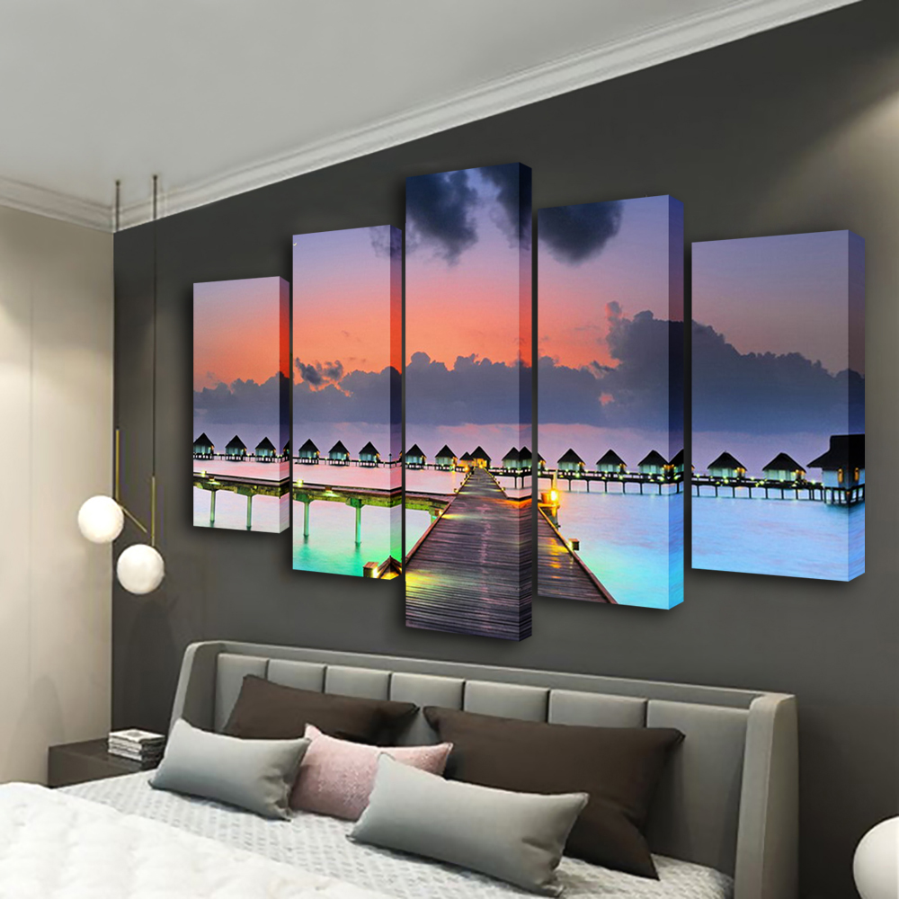Wall Art Sunset Painting 5 Pan - Home Decor Wall Panels review and price